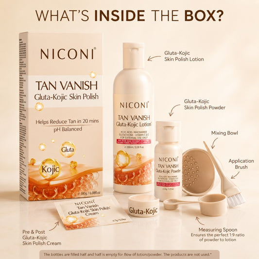AMR NICONI Tan Vanish Gluta-Kojic Skin Polish | Instant Tan Removal & Glow | Vitamin E | Infused with Kojic Acid & Glutathione | Ideal for All Skin Types | Lightens Suntan | 200g