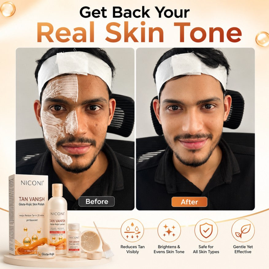 AMR NICONI Tan Vanish Gluta-Kojic Skin Polish | Instant Tan Removal & Glow | Vitamin E | Infused with Kojic Acid & Glutathione | Ideal for All Skin Types | Lightens Suntan | 200g