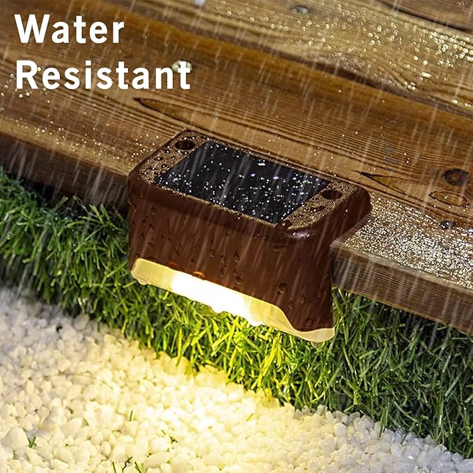 (Pack of 4) Solar Light Outdoor Waterproof Step Lights Deck Lighting for Steps Stairs - Smart Khareed