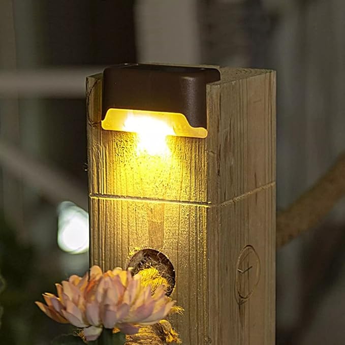 (Pack of 4) Solar Light Outdoor Waterproof Step Lights Deck Lighting for Steps Stairs - Smart Khareed