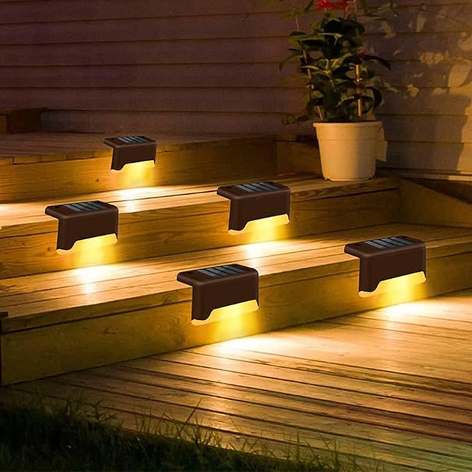 (Pack of 4) Solar Light Outdoor Waterproof Step Lights Deck Lighting for Steps Stairs - Smart Khareed