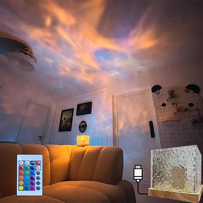 Wave Lamp, Wave Light Cube, Aurora Glow Lamp Crystal Night Light, Romantic Lamp for Room Decor, LED Wave Lights, Room Decor for Kids - Smart Khareed