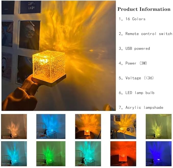 Wave Lamp, Wave Light Cube, Aurora Glow Lamp Crystal Night Light, Romantic Lamp for Room Decor, LED Wave Lights, Room Decor for Kids - Smart Khareed