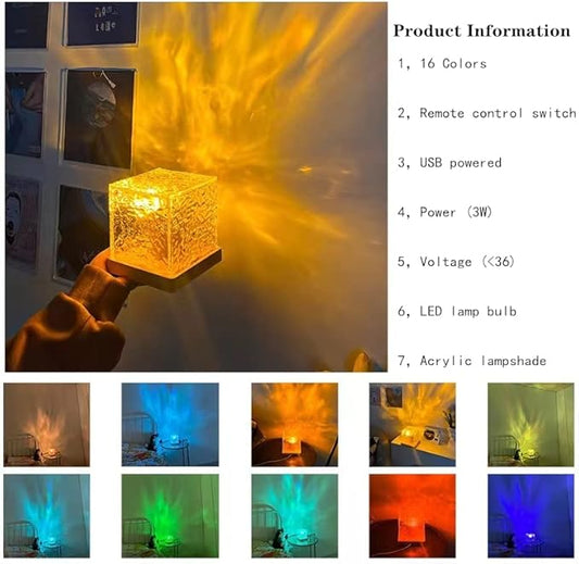 Wave Lamp, Wave Light Cube, Aurora Glow Lamp Crystal Night Light, Romantic Lamp for Room Decor, LED Wave Lights, Room Decor for Kids - Smart Khareed
